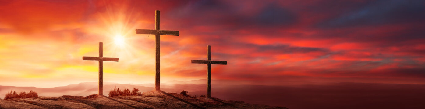 Crucifixion Of Jesus Christ At sunset
