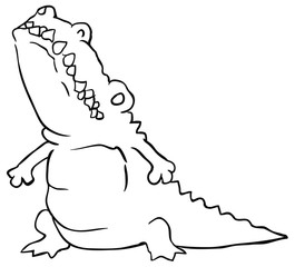 Crocodile Fat Cartoon Line Drawing
