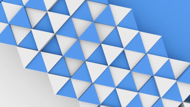 Abstract 3D triangle shapes background with different colors top view. Set 4K loop animation footage.