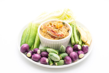 Chili paste simmer with crab or crab and soya dip with coconut milk and vegetables