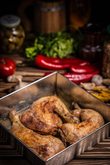 Baked chicken legs. Diet, meal.