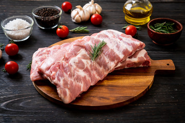 Fresh raw pork ribs