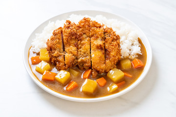 Crispy fried pork cutlet with curry and rice