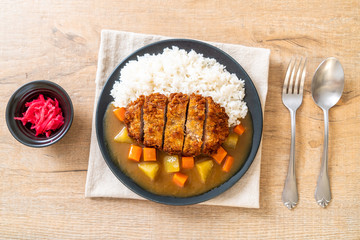 Crispy fried pork cutlet with curry and rice