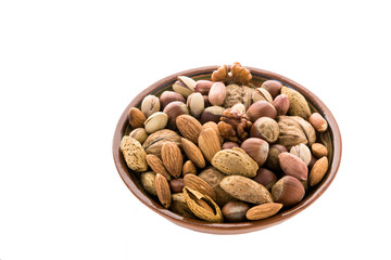 Mixed nuts in the bowl.
