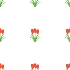 Three red flowers in one bouquet. Seamless Wallpaper pattern.  The ability to stretch to any size in all directions without loss of quality.  Vector illustration.