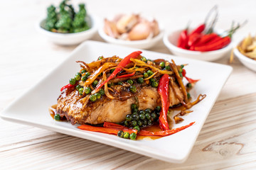 stir-fried spicy and herb with grouper fish fillet