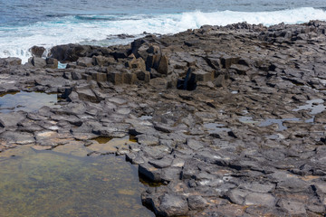 Basaltic rocks on the cost near  Los Silos in Tenerife. Canary Islands. Spain.