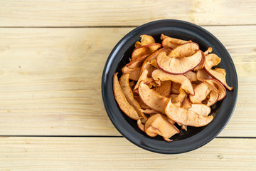 Homemade dried organic apple sliced
