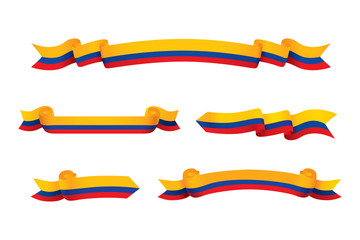 Colombia flag ribbon isolated on white background. Vector illustration