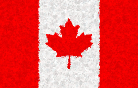 Graphic illustration of Canadian flag with a star pattern