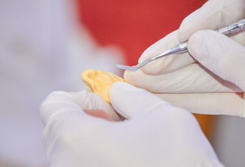 dental technician working in a lab