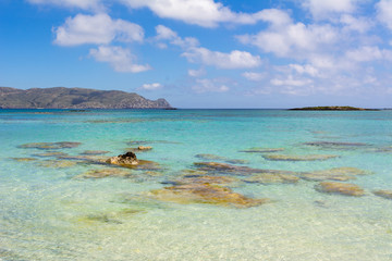 Scenic sea view on the beach of Elafonisi. Crete, Greece. Europe