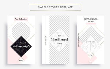 Set of Marble Stories template. Three banners. - 259906719