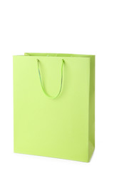 Lime shopping bag isolated on white background