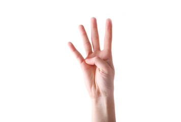 Fototapeta premium Female hand gesture isolated on a white background