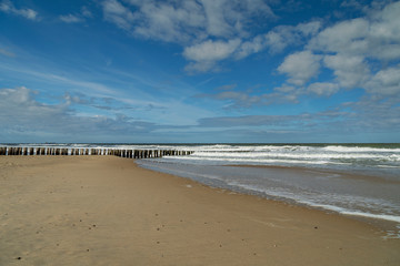 High Tide with rough wind at Springtime at Domburg Beach/ Netherlands