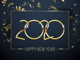2020 Happy New Year background. Seasonal greeting card template.