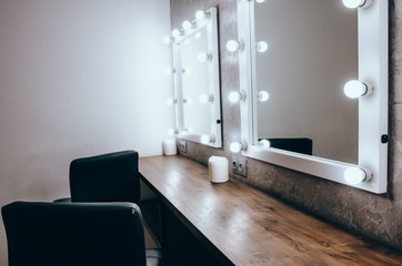 Room with makeup mirror lights