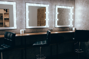 Room with makeup mirror lights