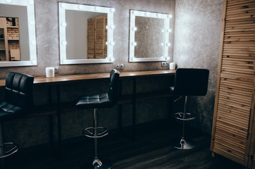 Luxury beauty saloon with mirrors and light