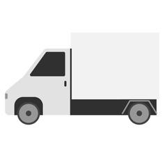 White truck flat illustration on white