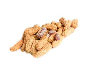 peanut group. nuts close up on white background