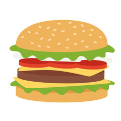 Burger flat illustration on white