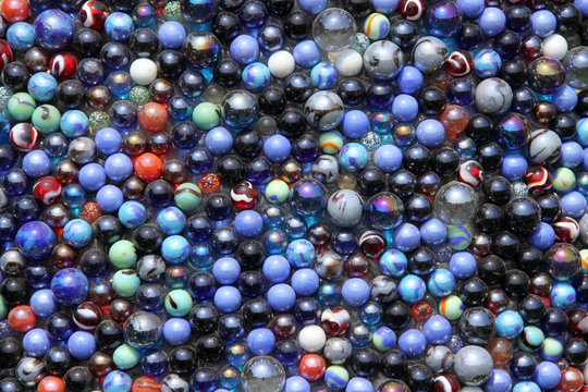 Full frame image of colored glass marbles