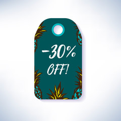 Summer sale label with hand drawn elements 30% off