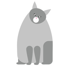 Grey cat flat illustration on white