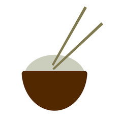 Bowl of rice flat illustration on white