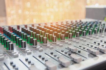 Fototapeta premium Audio sound mixer control panel. Sound console buttons for adjust the volume