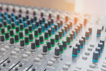 Obraz premium Audio sound mixer control panel. Sound console buttons for adjust the volume