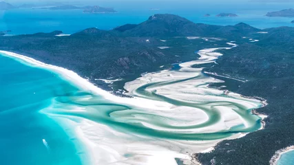Velours gordijnen Whitehaven Beach, Whitsundays Eiland, Australië Whitsunday Islands und Whitehaven Beach aus der Luft fotografiert