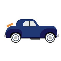 retro blue car flat illustration on white