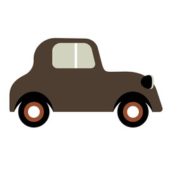 retro brown car flat illustration on white