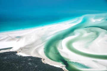 Papier Peint photo autocollant Whitehaven Beach, île de Whitsundays, Australie Whitsunday Islands und Whitehaven Beach aus der Luft fotografiert