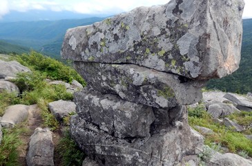 The ancient part of the wall of boulders on mount Pidan