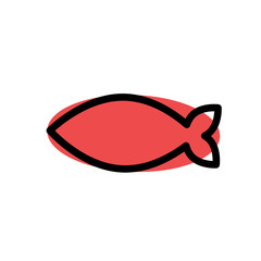 red fish flat illustration on white