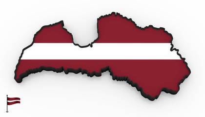 Fototapeta premium Latvia high detailed 3D map