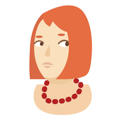red hair bob flat illustration on white