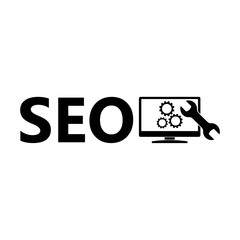 SEO text icon, sign or logo