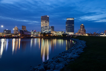 Panorama of Milwaukee at night