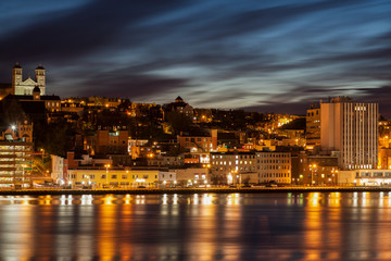 Fototapeta na wymiar Panorama of St. John's at night