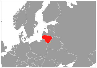 Lithuania map on gray base