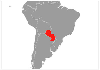 Paraguay map on gray base