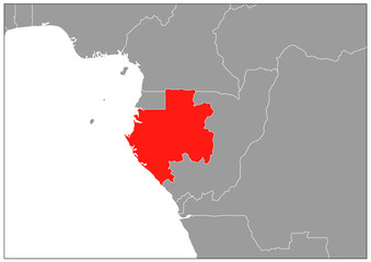Gabon map on gray base