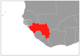 Guinea map on gray base