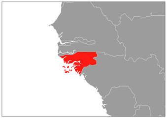 Guinea-Bissau map on gray base